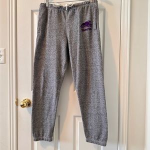 Roots Gray Track Pants with Purple Logo